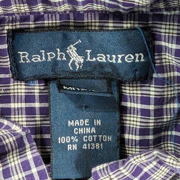 RALPH LAUREN BUTTON UP FRONT KID'S SZ MEDIUM 12/14 PURPLE LONG SLEEVE SHIRT BOYS - Picture 6 of 16
